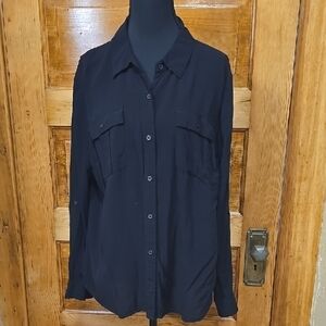 a.n.a Elegant Black Long Sleeve Top PXL